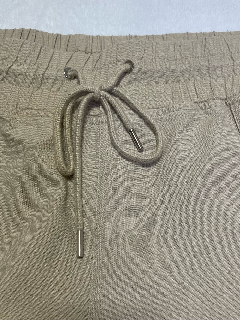 WILLIT Women’s XL Wide Leg Linen-Cotton Pants in Light Beige Drawstring Elastic - Picture 4 of 6